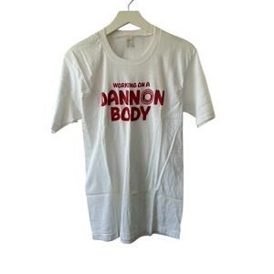 Vintage 80's DANNON Yogurt White Single Stitch Short Sleeve T-Shirt Medium NEW